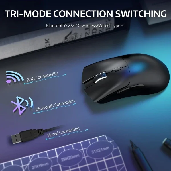 Bežični gaming miš Attack Shark R1 PAW3311/TriMode/Superlight/Ergonomic/Black