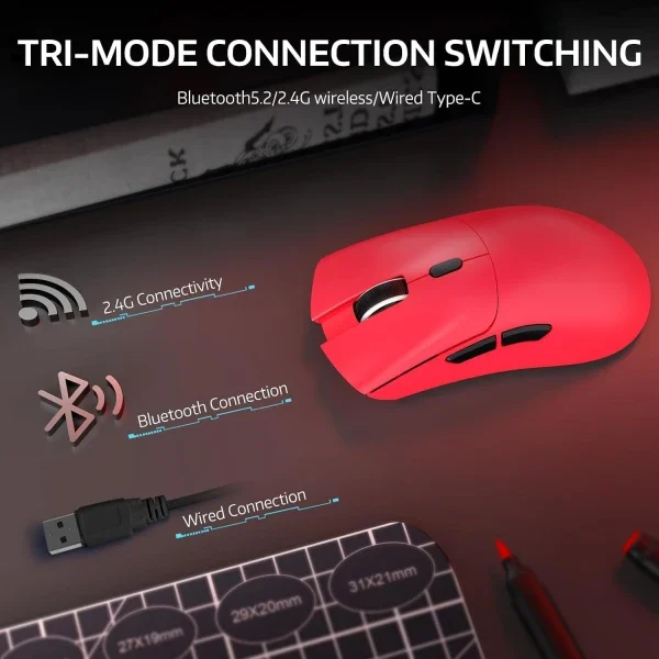 Bežični gaming miš Attack Shark R1 PAW3311/TriMode/Superlight/Ergonomic/Red