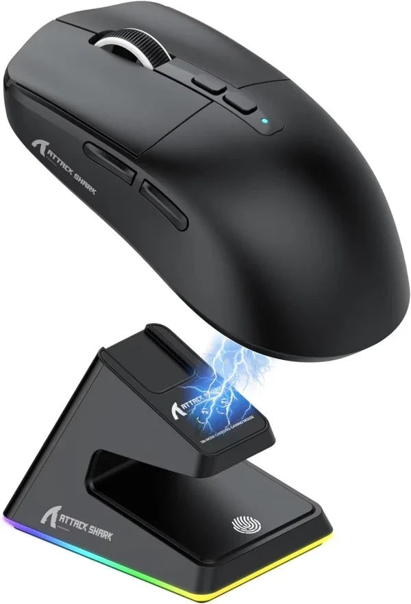 Bežični gaming miš Attack Shark X6 PAW3395/26000 DPI/Superlight/TriMode/Black + Charging Dock