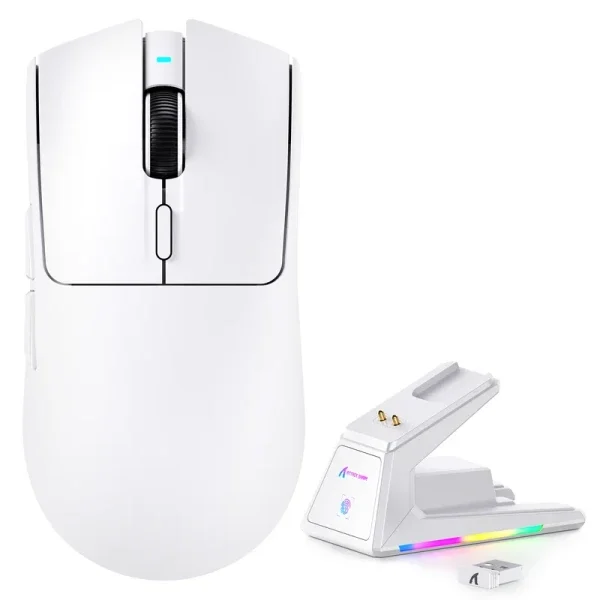 Bežični gaming miš Attack Shark X1 PAW3395PRO/40000 DPI/Omron Switches/TriMode/White + Charging Dock