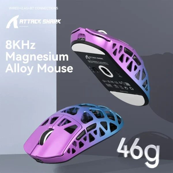 Bežični gaming miš Attack Shark R3 PAW3395/Magnesium/Superlight/8KHz Pooling/Purple Blue