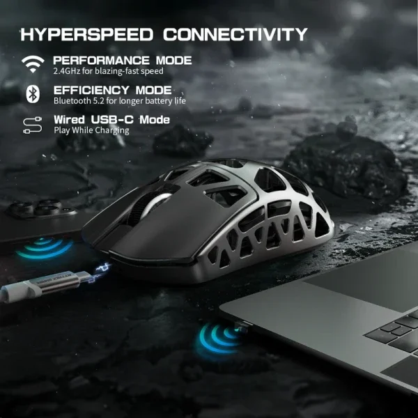 Bežični gaming miš Attack Shark R3 PAW3395/Magnesium/Superlight/8KHz Pooling/Silver Gray