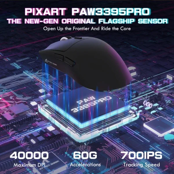 Bežični gaming miš Attack Shark X1 PAW3395PRO/40000 DPI/Omron Switches/TriMode/Black + Charging Dock