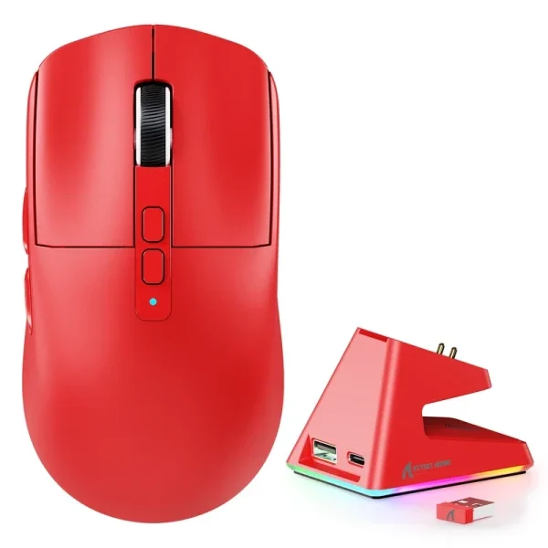 Bežični gaming miš Attack Shark X6 PAW3395/26000 DPI/Superlight/TriMode/Red + Charging Dock