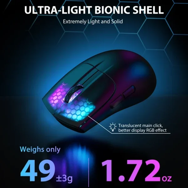 Bežični gaming miš Attack Shark X5 TriMode/Superlight/LongBattery/RGB Click/Ergonomic/Black