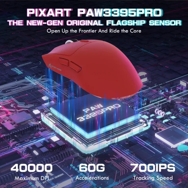 Bežični gaming miš Attack Shark X1 PAW3395PRO/40000 DPI/Omron Switches/TriMode/Red + Charging Dock