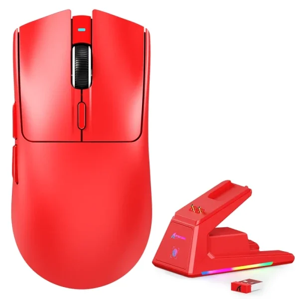 Bežični gaming miš Attack Shark X1 PAW3395PRO/40000 DPI/Omron Switches/TriMode/Red + Charging Dock