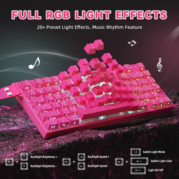 Gaming tastatura Attack Shark R82HE Magnetic Switches/8KHz/RT/Snap Tap/DKS/MT/TGL/Pink Countur