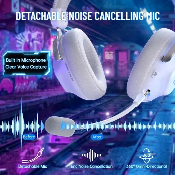 Bežične gaming Slušalice Attack Shark L50Pro 53mm/7.1 Surround/TriMode/1100mAh/Aluminium/White