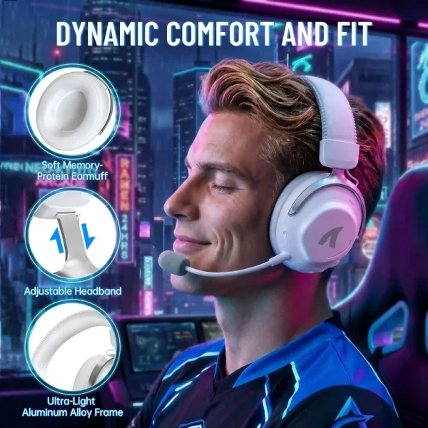 Bežične gaming Slušalice Attack Shark L50Pro 53mm/7.1 Surround/TriMode/1100mAh/Aluminium/White
