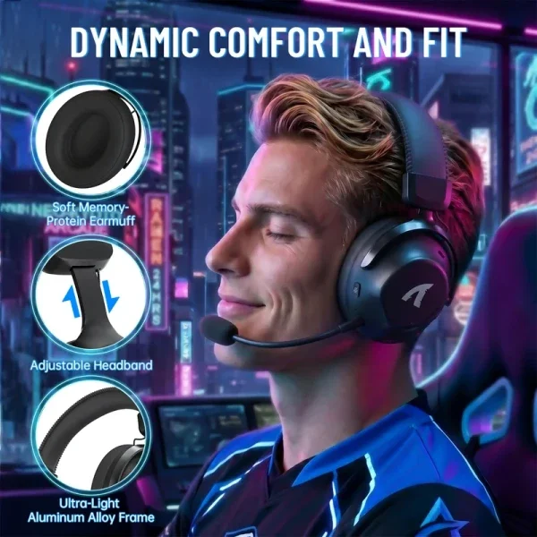 Bežične gaming Slušalice Attack Shark L50Pro 53mm/7.1 Surround/TriMode/1100mAh/Aluminium/Black