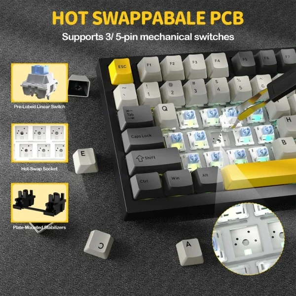Bežična gaming tastatur Attack Shark X820Ultra Mehanička/TriMode/TFT Screen/Gasket/Starry Black