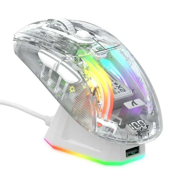 Bežični gaming miš Attack Shark X2Pro Silent/TriMode/Transparent/3D RGB + Charging Dock
