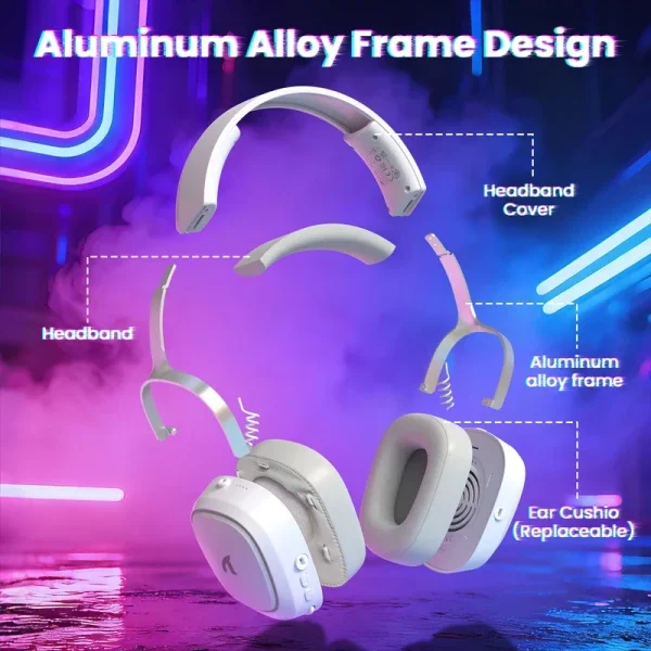 Bežične gaming slušalice Attack Shark G800 50mm/3D Surround/TriMode/Aluminium/White