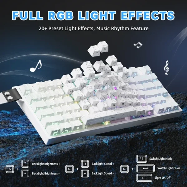 Gaming tastatura Attack Shark R82HE Magnetic Switches/8KHz/RT/Snap Tap/DKS/MT/TGL/White Countur