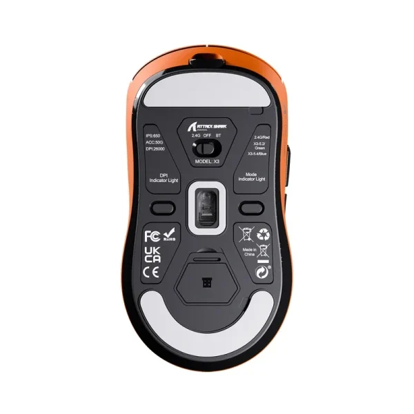 Bežični gaming miš Attack Shark X3 PAW3395/26000 DPI/Superlight/TriMode/Ergonomic/Orange