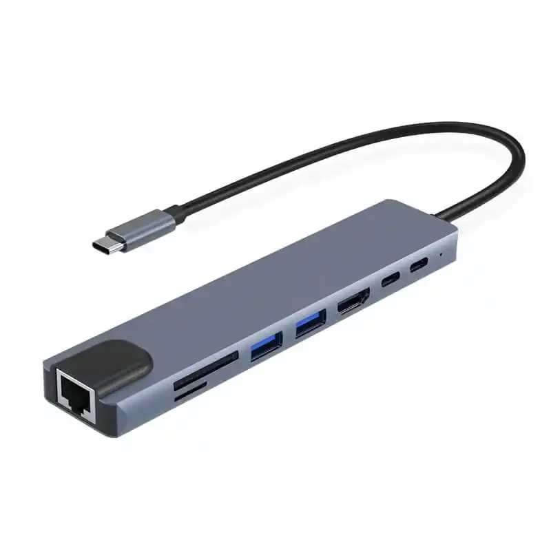 Adapter Tip C 8/1 4K HDMI/USBx2/SD/TF/USB-C/PD/Lan KT-801G Kettz