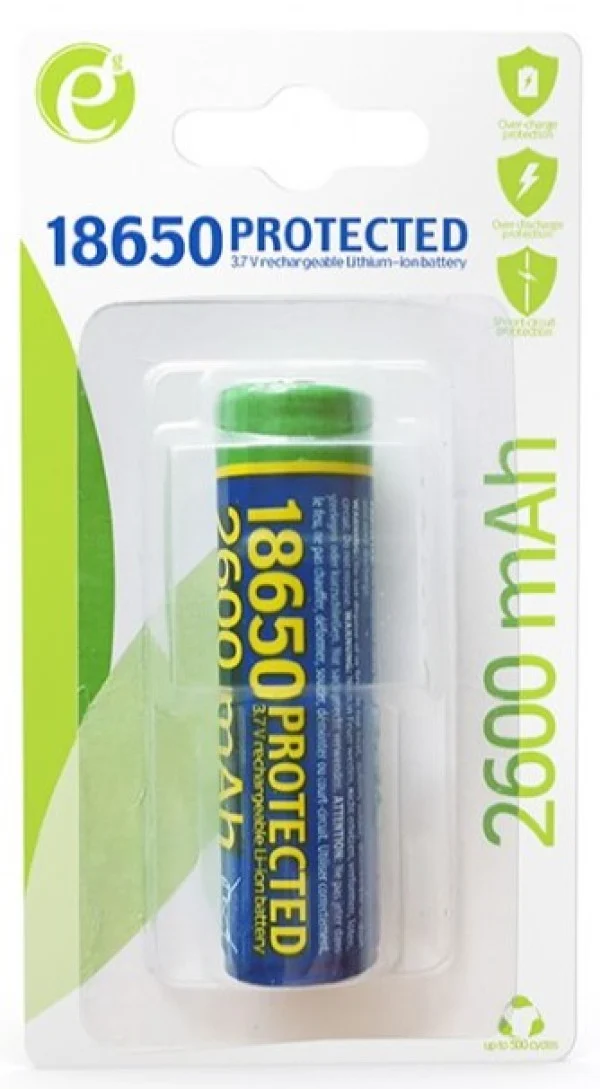 EG-BA-18650/2600 ENERGENIE Lithium-ion 18650 battery, protected, 2600 mAh Pakovanje 1kom
