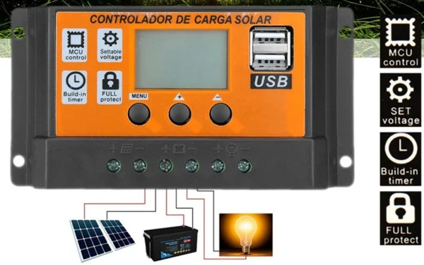 SOL-CONTROL30AO GMB MPPT automatski solarni kontroler punjenja baterije100A/50A/30A/20A/10A LCD Dual