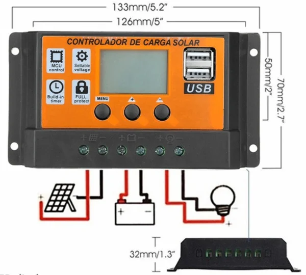 SOL-CONTROL30AO GMB MPPT automatski solarni kontroler punjenja baterije100A/50A/30A/20A/10A LCD Dual