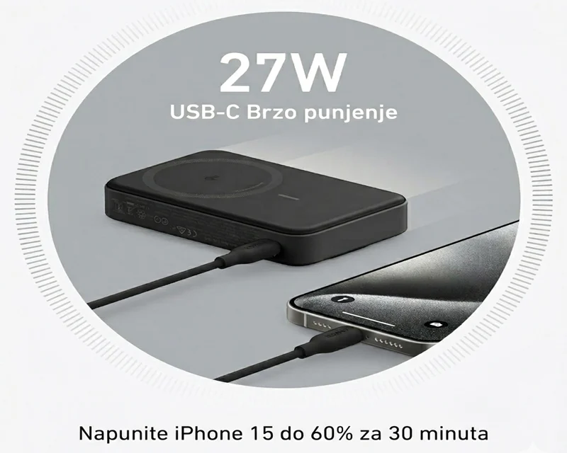 Anker 633 MagGo Wireless Magnetic Power Bank 10,000mAh 15W, Black