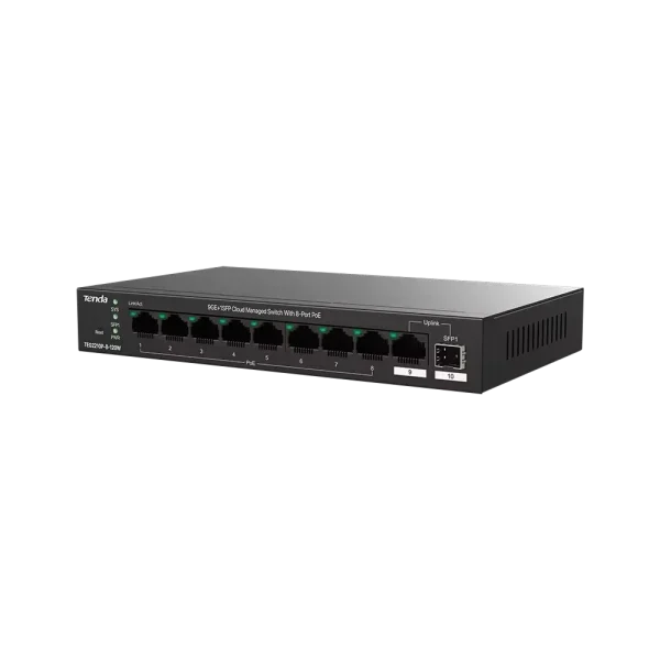 Svič 10/100/1000 9-port + 1SFP Tenda TEG2210P-8-120W/8-Port PoE