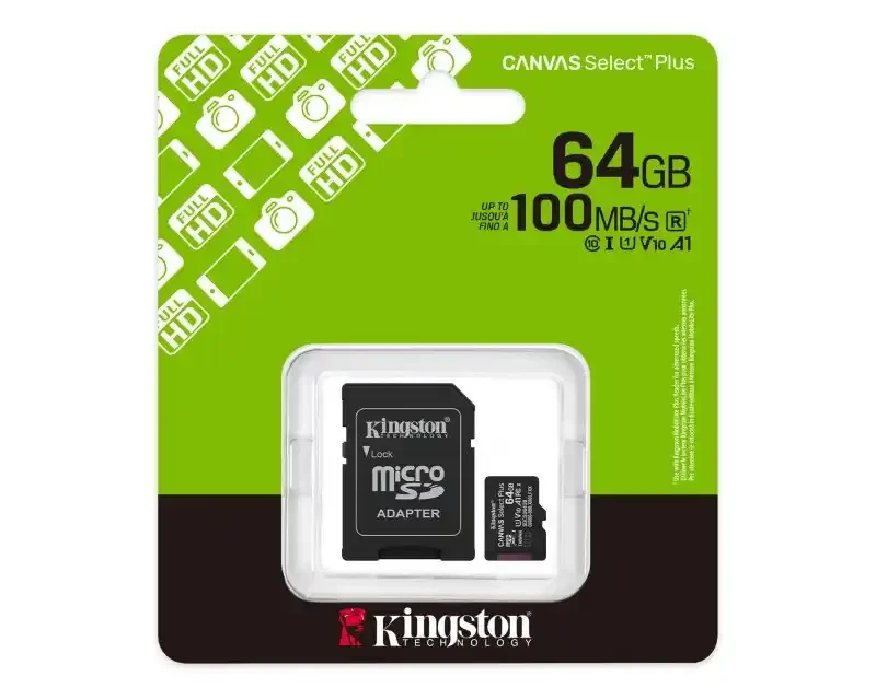 Micro SD Card 64GB Kingston + SD adapter SDCS3/64GB class 10