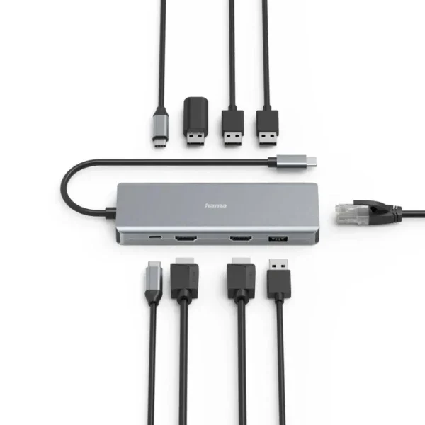 USB Hub 9 porta Hama/2 x HDMI/USB-A/USB-/ LAN/RJ-45
