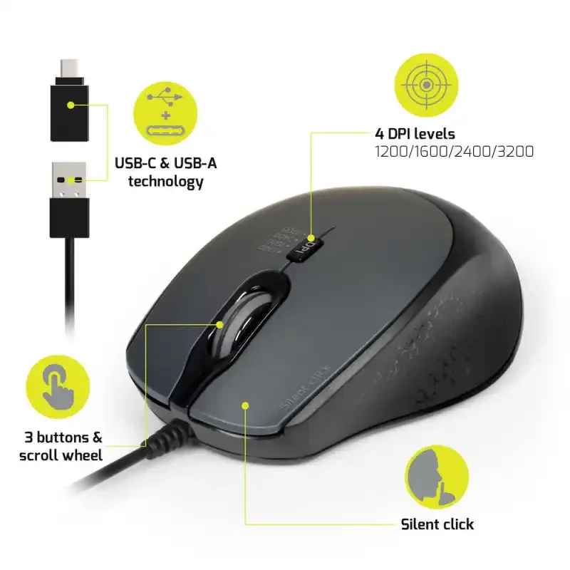 Miš Port Designs Office Pro Silent crni
