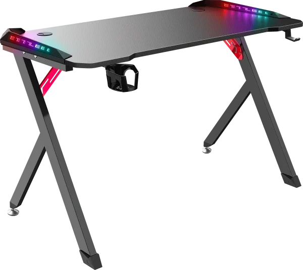 Gaming sto Defender Spirit 75cmx120cmx60cmx15mm/Backlight/držač za čase/crni