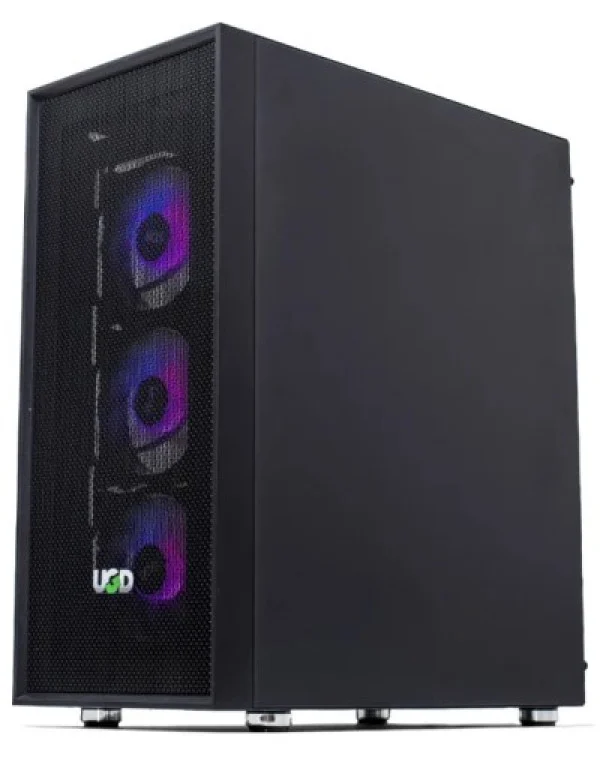 Kuciste Elite 3718 Midi Tower, ATX, ugradjena 4 RGB kulera, Crno