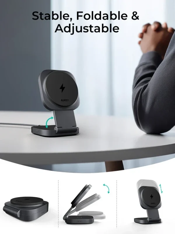 Bežični magnetni punjač za brzo punjenje AUKEY LC-MC211 2-u-1 Qi2 25W