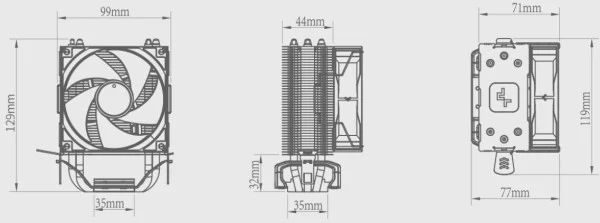 DeepCool AG300 * UNI CPU kuler 150W 92mm 500-3050rpm 37CFM LGA1700/1200/1150/1155/AM5/AM4 fo