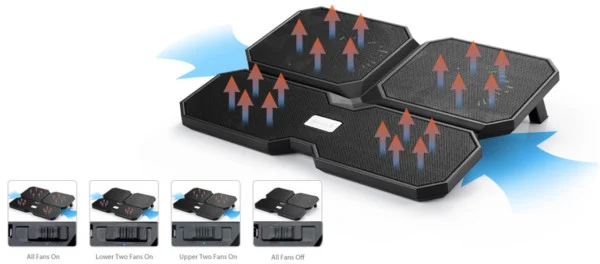 DeepCool MULTI CORE X6 Hladnjak za laptop 15.6 2x140mm+100mm.Fan 1000/1300rpm 121CFM 24dB 380x295x24