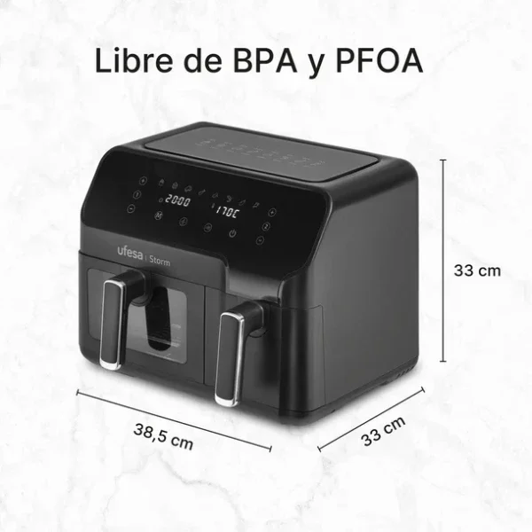 AirFryer Ufesa Storm/dupla posuda/9L(5.5L+3.5L)8 programa/crna