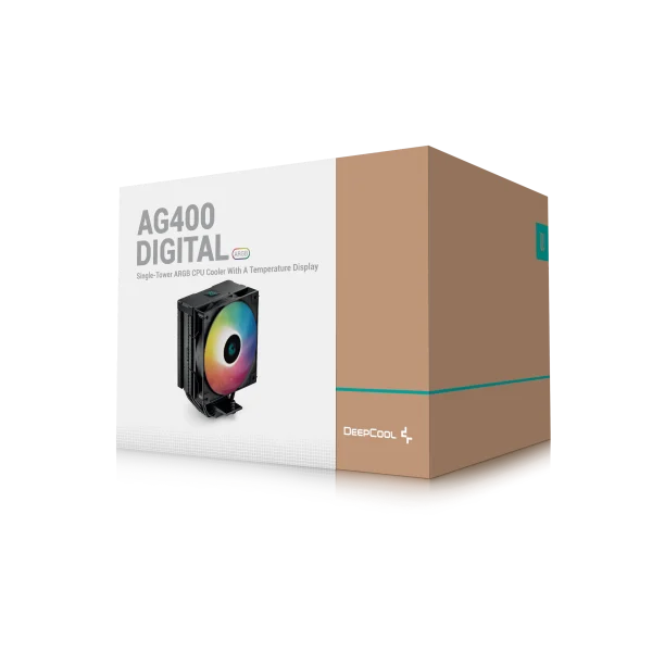 DeepCool AG400 *DIGITAL ARGB 4xHeat Pipe, Real-TimeCPU Screen, 220W 120mm 2100rpm 76CFM,BK Intel/AMD