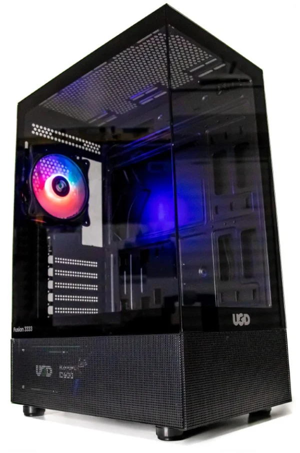 Kuciste Fusion 3333 ATX, staklena prednja i bocna strana, ugradjen 1x ARGB kuler, Crno