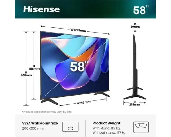 SMART LED TV 58 Hisense 58E6ST 3840x260/UHD/4K/DVB-C/T2/S2/VidaaOS